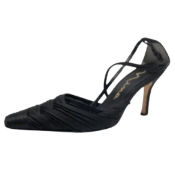 Nina Black Strappy Fancy Party Heels Size 8M - Picture 2 of 7